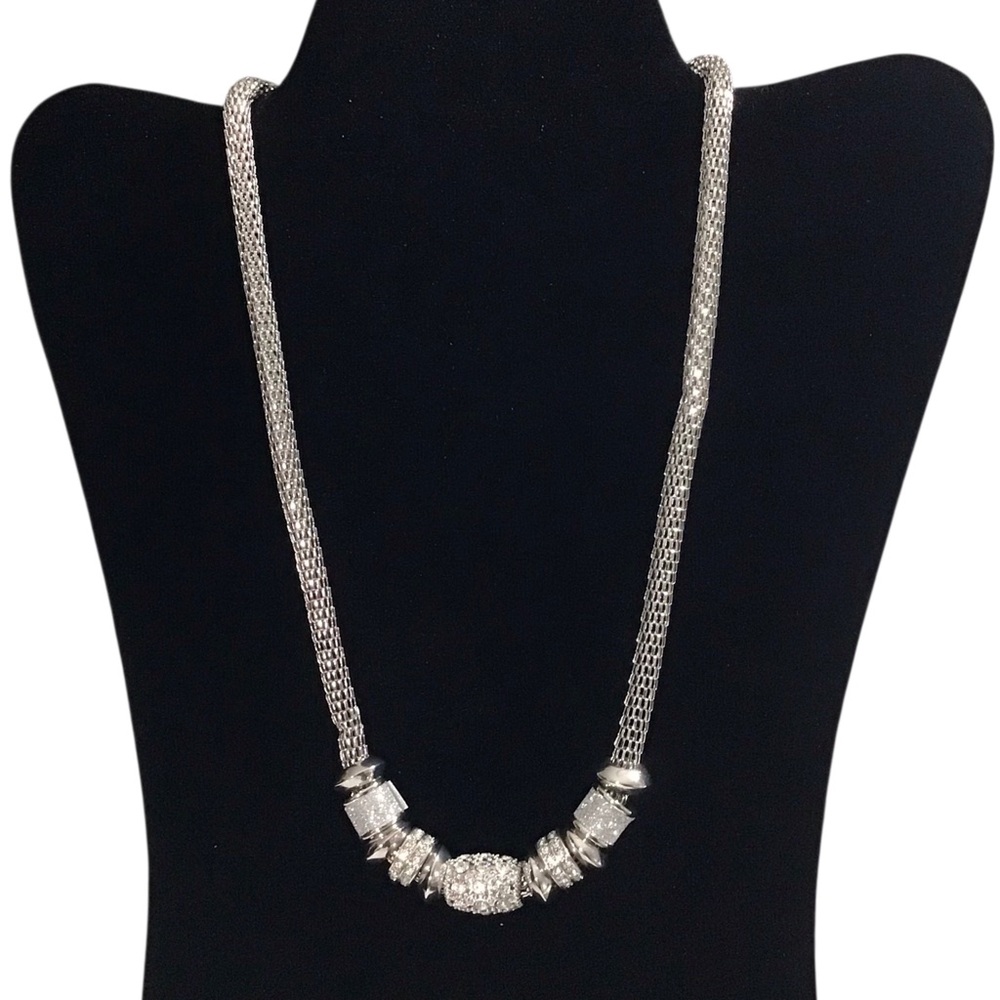 Catherines Silver Necklace Filigree Mesh Tubing Textured Beads Fashion Jewelry